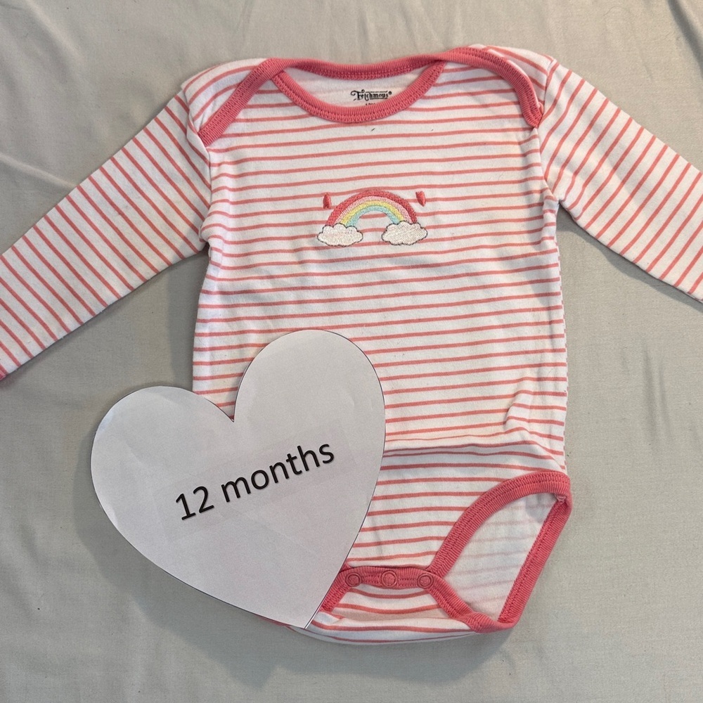 Fetchmous - Pink and White Striped Bodysuit with Rainbow